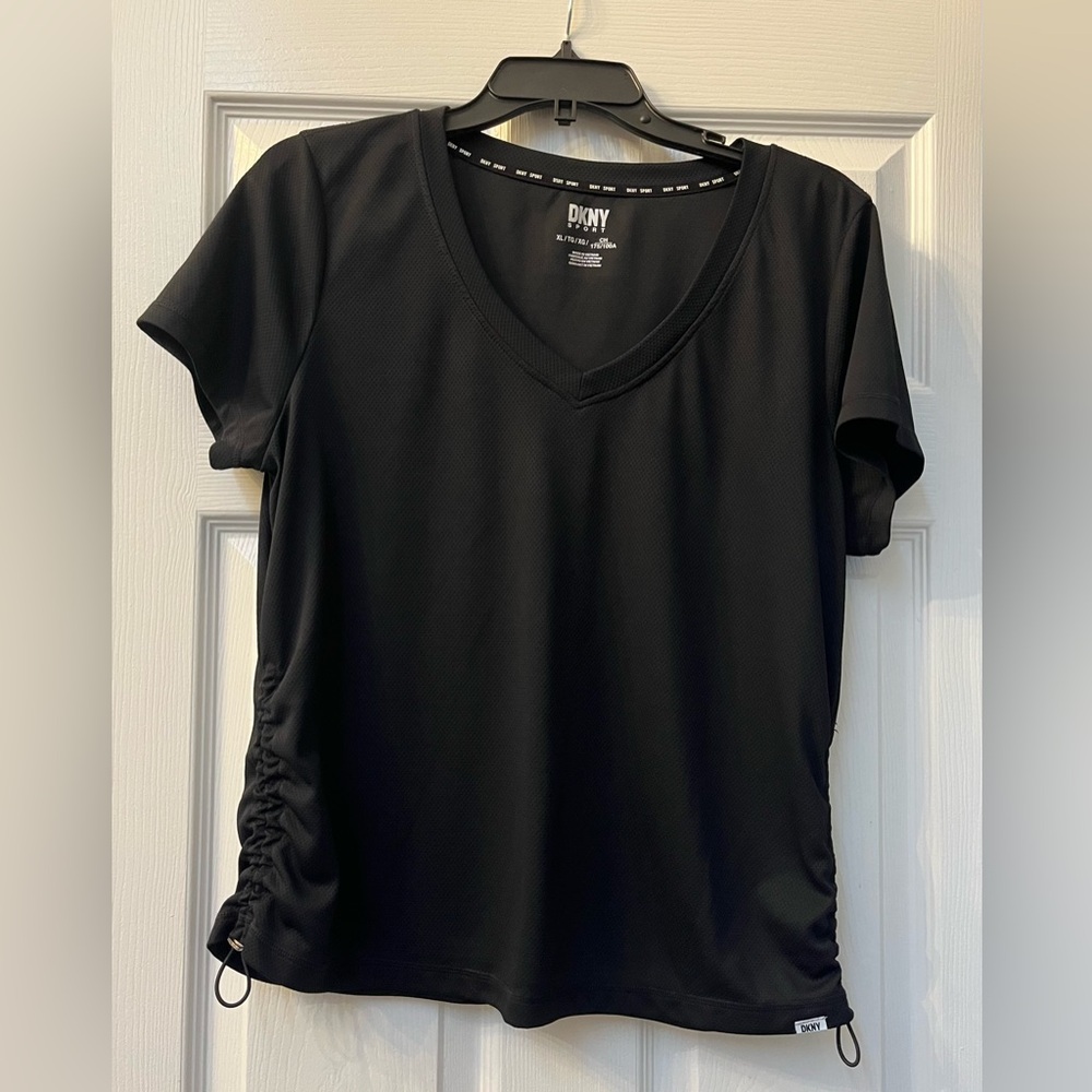 DKNY Black Short Sleeve V-Neck Top